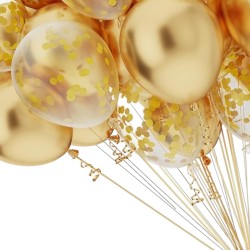 Bukiet balonowy balony chrom złote konfetti 25szt.