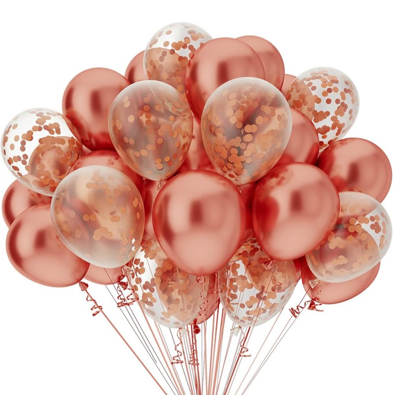 Bukiet balonowy balony chrom rose gold konfetti 25szt.