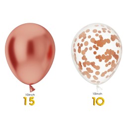 Bukiet balonowy balony chrom rose gold konfetti 25szt.