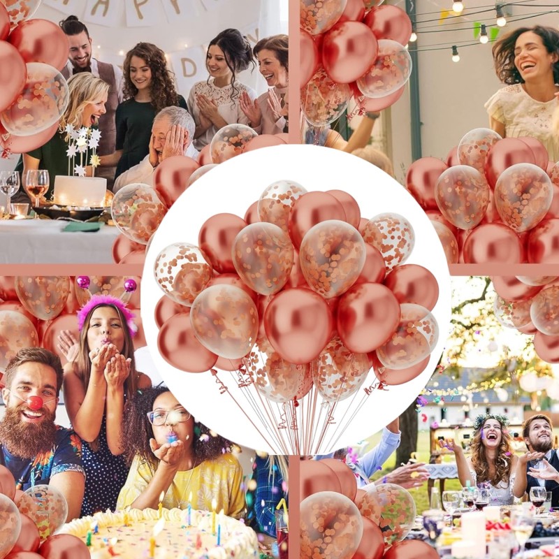 Bukiet balonowy balony chrom rose gold konfetti 25szt.