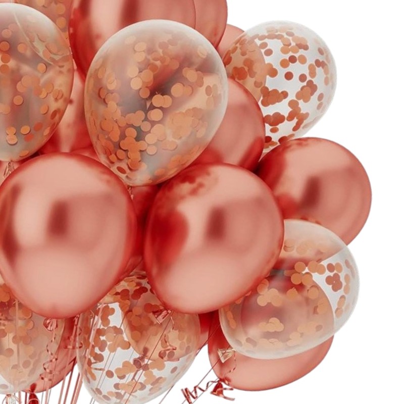 Bukiet balonowy balony chrom rose gold konfetti 25szt.