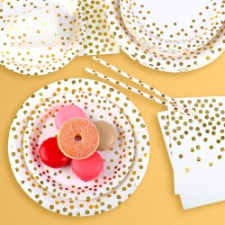 Białe serwetki papierowe złote groszki 10szt.