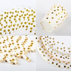 Białe serwetki papierowe złote groszki 10szt.