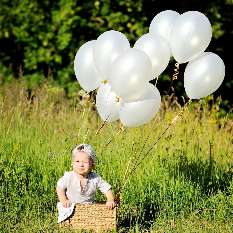 Balony lateksowe 5 cali 13cm perłowe białe