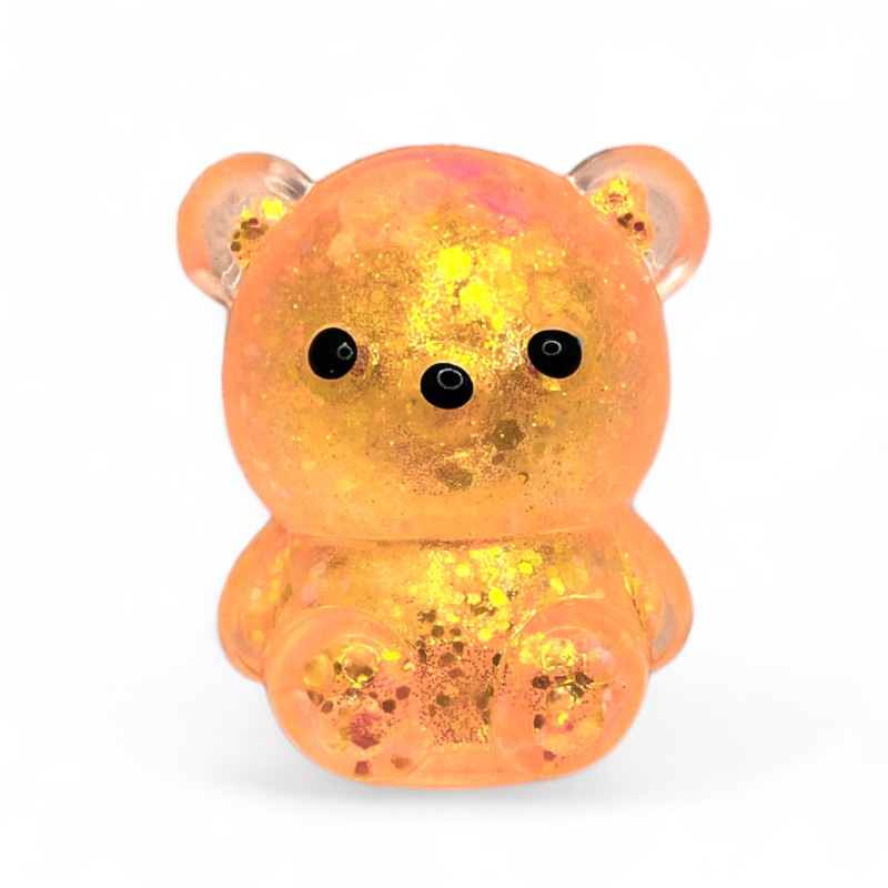 Miś gniotek kolorowy Gel brokatowy 6 cm