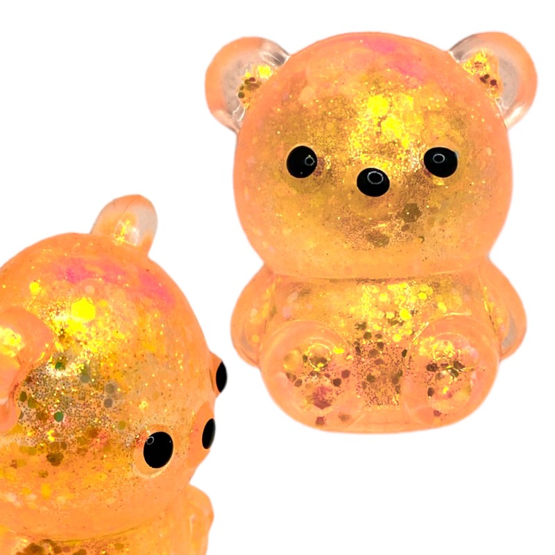 Miś gniotek kolorowy Gel brokatowy 6 cm