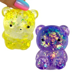 Miś gniotek kolorowy Gel brokatowy 6 cm