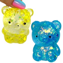 Miś gniotek kolorowy Gel brokatowy 6 cm