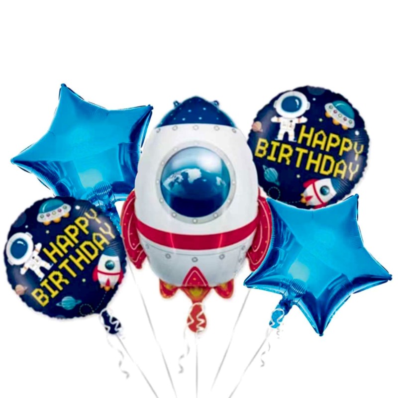Balon zestaw kosmos rakieta gwiazdy 5szt.