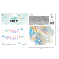 Girlanda syrenka Baner Happy Birthday Ocean 240x17cm