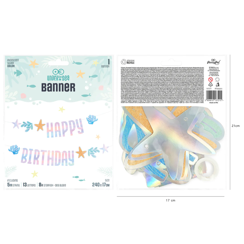 Girlanda syrenka Baner Happy Birthday Ocean 240x17cm
