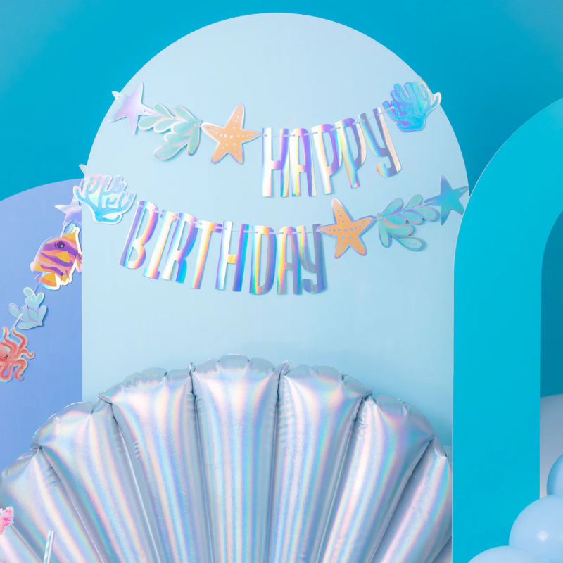 Girlanda syrenka Baner Happy Birthday Ocean 240x17cm