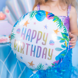 Balon syrenka foliowy Happy Birthday Ocean 45cm
