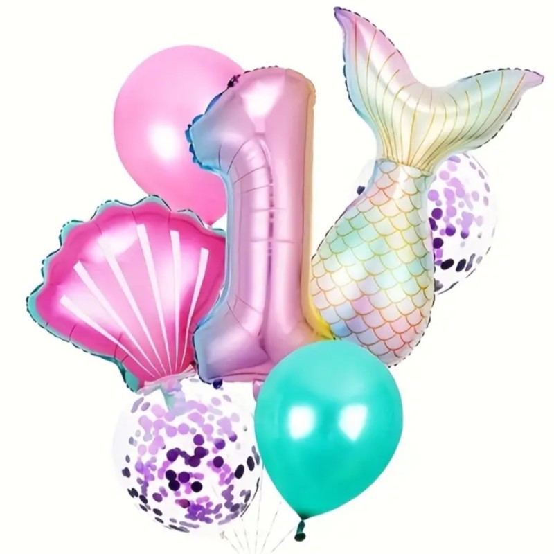 Zestaw Balony na urodziny Cyfra Ogon Muszla Syrenka