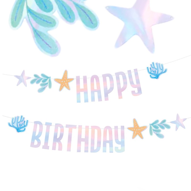 Girlanda syrenka Baner Happy Birthday Ocean 240x17cm