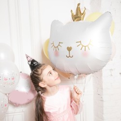 Zestaw Balonów Biały Kotek Kot Cyfra Rose Gold