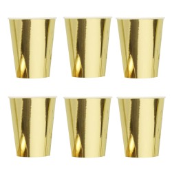 Zestaw naczynia jednorazowe talerzyki kubeczki złote