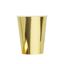 Zestaw naczynia jednorazowe talerzyki kubeczki złote