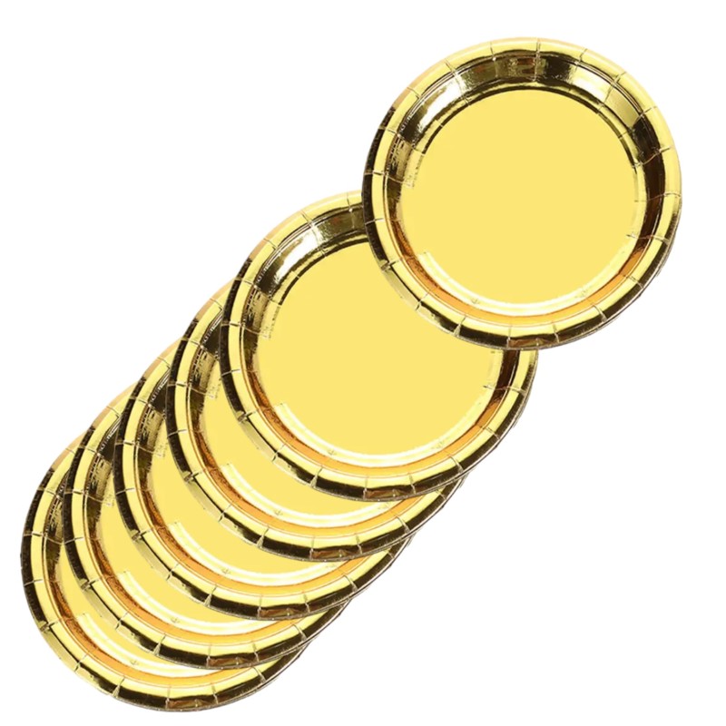 Zestaw naczynia jednorazowe talerzyki kubeczki złote