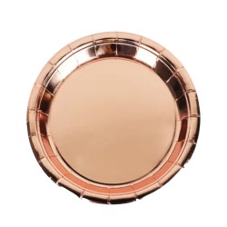 Talerzyki papierowe różowe złoto rose gold