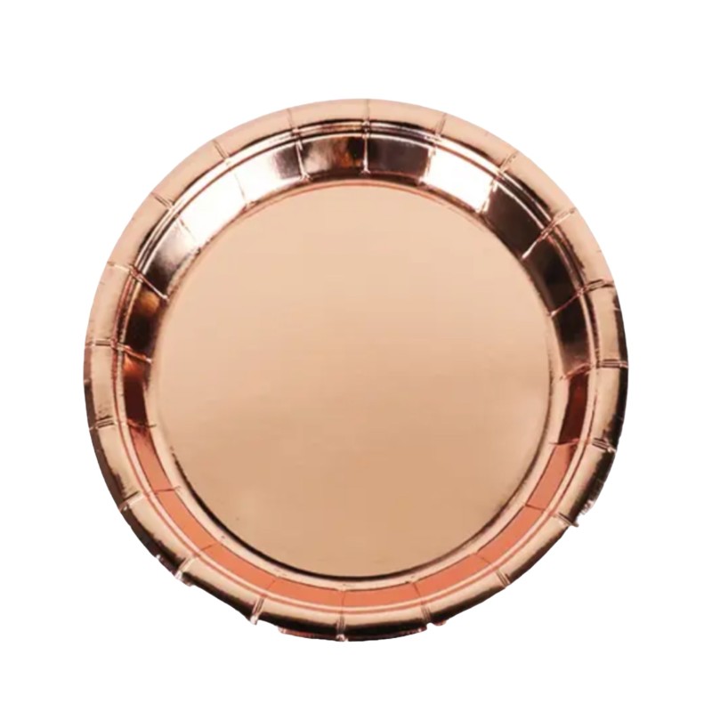 Talerzyki papierowe różowe złoto rose gold