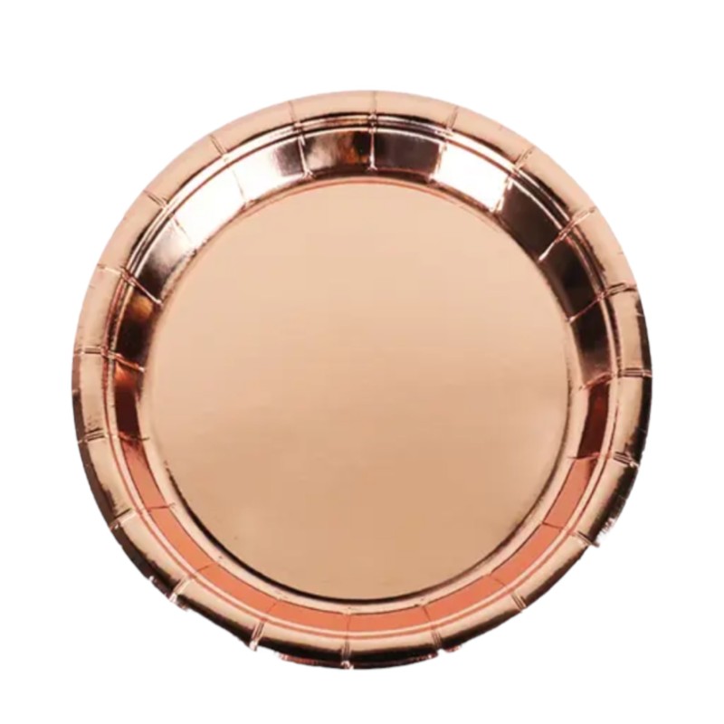 Talerzyki papierowe różowe złoto rose gold