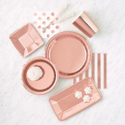Talerzyki papierowe różowe złoto rose gold