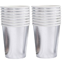 Kubeczki papierowe jednorazowe srebrne 200 ml 6 szt