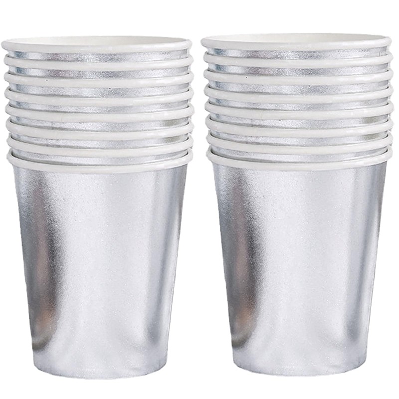 Kubeczki papierowe jednorazowe srebrne 200 ml 6 szt