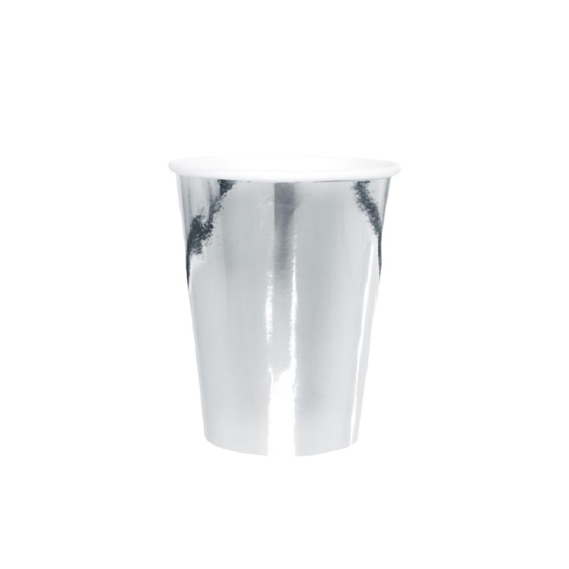Kubeczki papierowe jednorazowe srebrne 200 ml 6 szt
