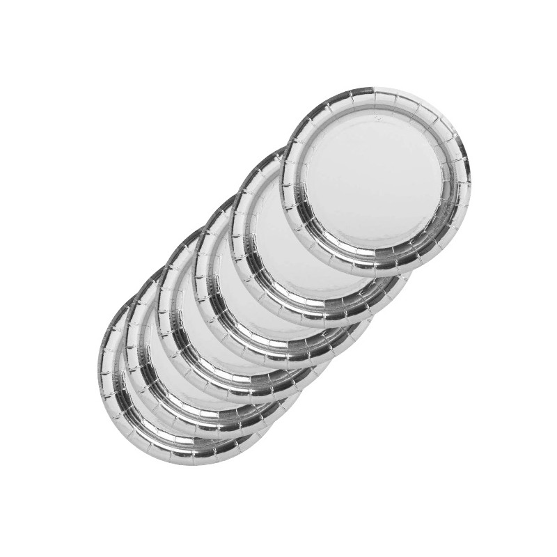 Zestaw naczyń jednorazowych srebrne kubeczki talerzyki 12 szt.