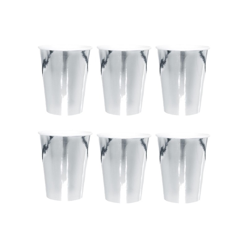 Zestaw naczyń jednorazowych srebrne kubeczki talerzyki 12 szt.