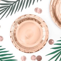 Talerzyki papierowe różowe złoto rose gold