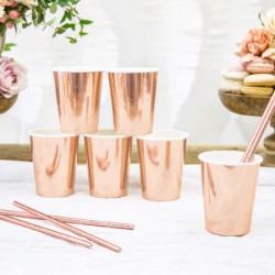 Kubeczki papierowe różowe złoto rose gold 6 szt.
