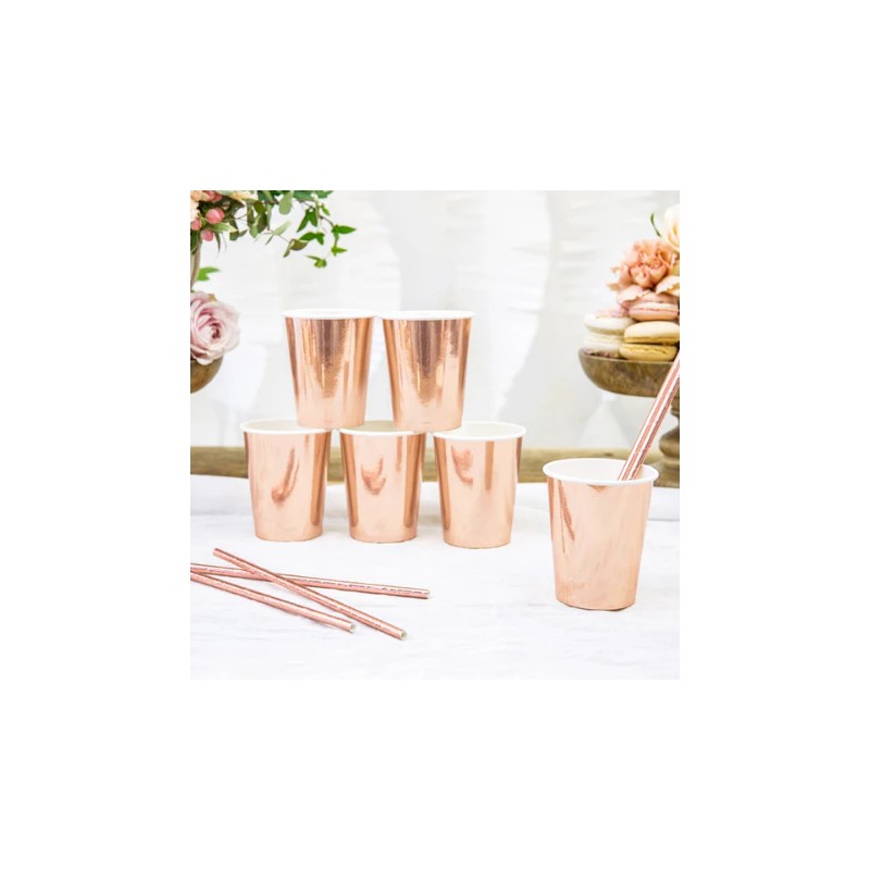 Kubeczki papierowe różowe złoto rose gold 6 szt.