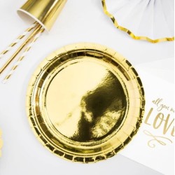 Zestaw naczynia jednorazowe talerzyki kubeczki złote