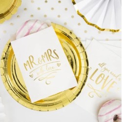 Zestaw naczynia jednorazowe talerzyki kubeczki złote