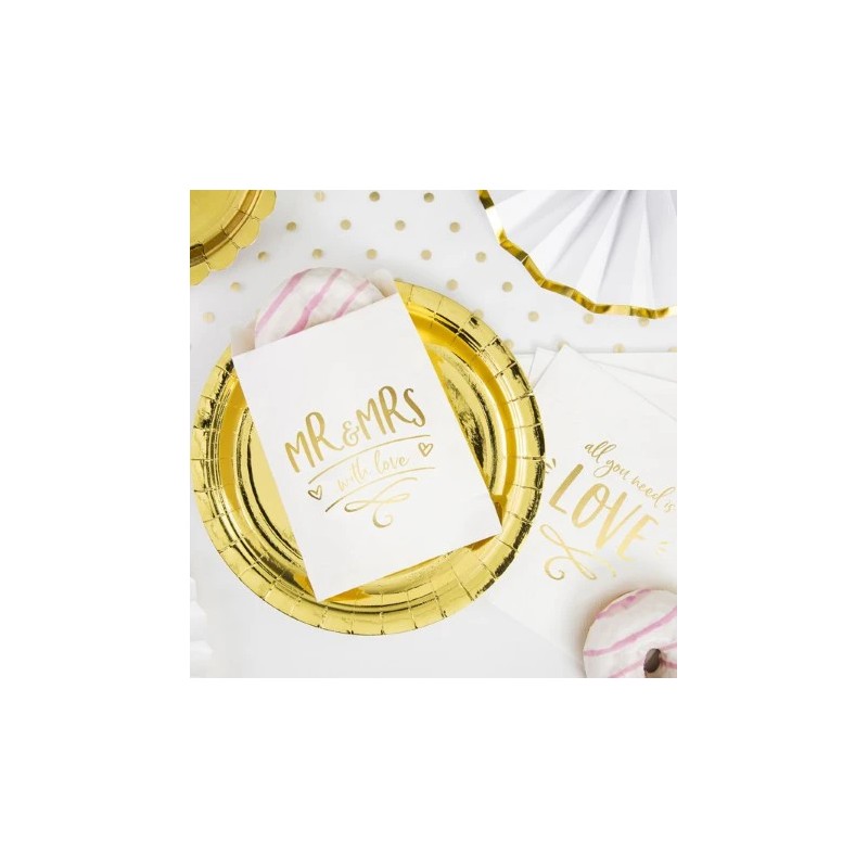 Zestaw naczynia jednorazowe talerzyki kubeczki złote