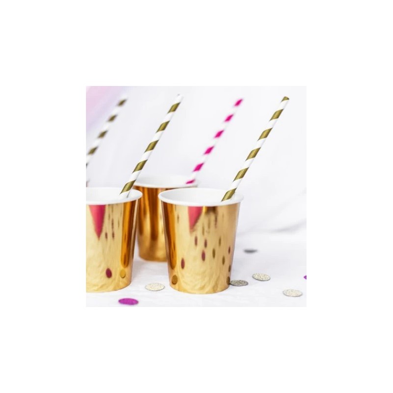Zestaw naczynia jednorazowe talerzyki kubeczki złote