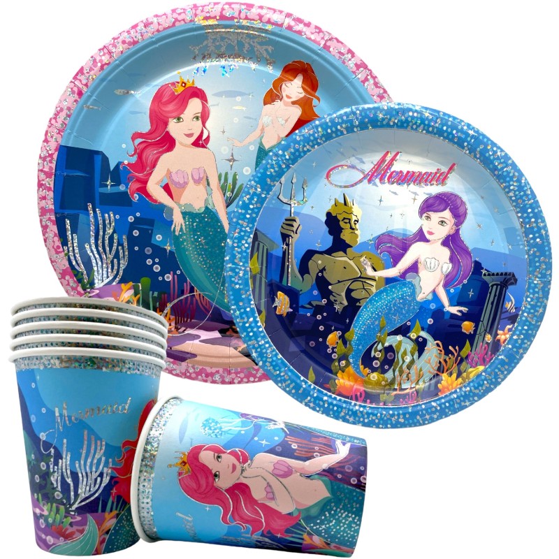 Zestaw kubeczki talerzyki dekoracja Syrenka Arielka Mermaid