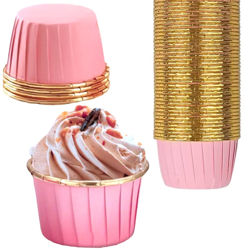 Złote Różowe Foremki do babeczek papilotki Foremka Muffinki