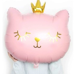 Zestaw balonów z różowym kotkiem z koroną