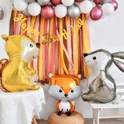 Zestaw balonów urodziny zwierzęta leśne woodland cyfra 100cm