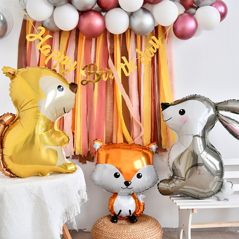 Zestaw balonów urodziny zwierzęta leśne woodland cyfra 100cm