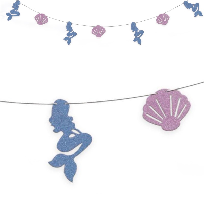 Girlanda papierowa Syrenka 10 brokatowych elementów