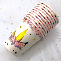 Kubeczki papierowe jednorożec kwiatki 10 szt