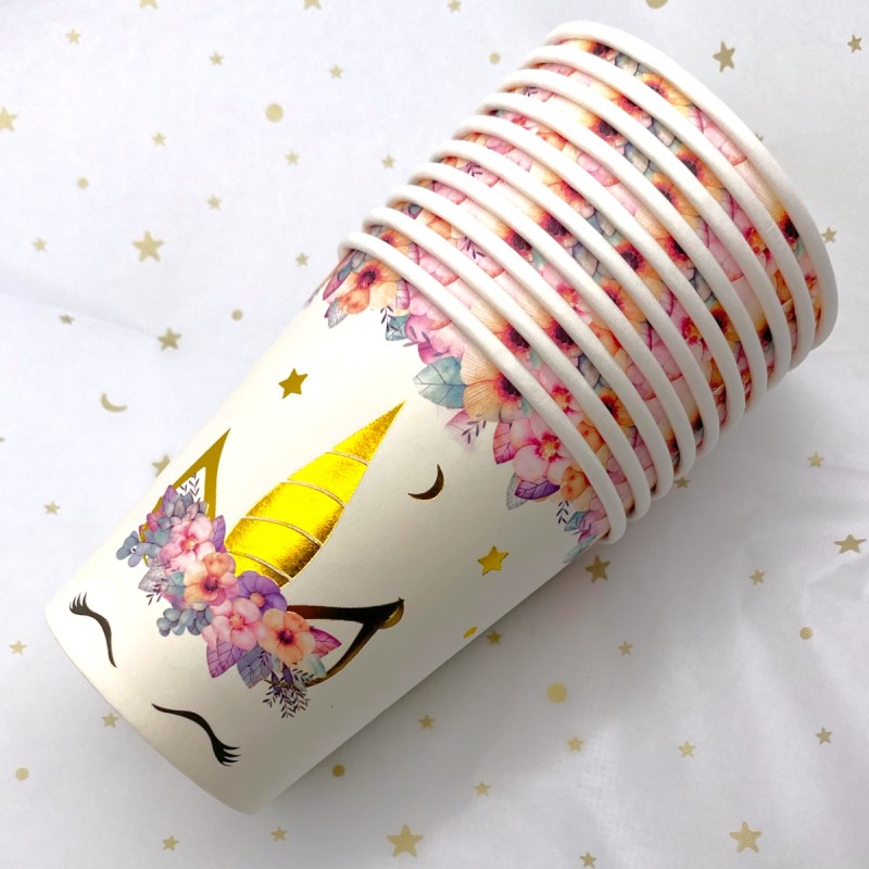 Kubeczki papierowe jednorożec kwiatki 10 szt