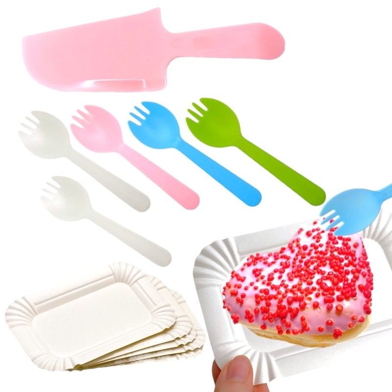 Zestaw talerzyki i sztućce do tortu 5 szt.