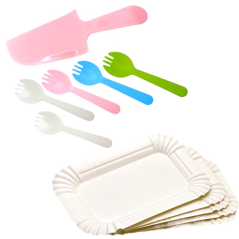 Zestaw talerzyki i sztućce do tortu 5 szt.