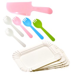 Zestaw talerzyki i sztućce do tortu 5 szt.